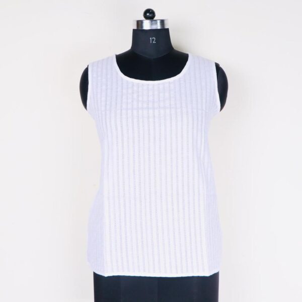 white cotton sleeveless top